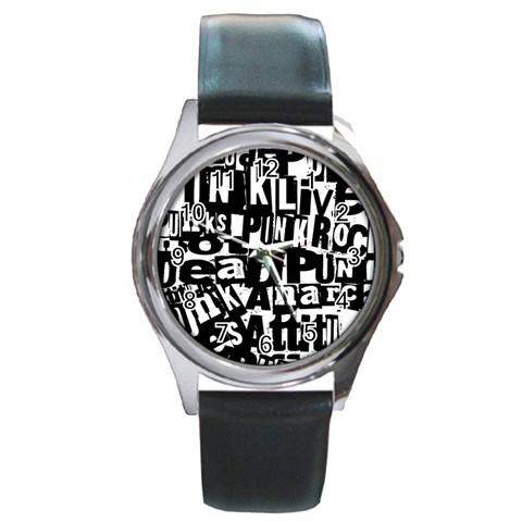 Punk Lives Round Metal Watch from ArtsNow.com Front