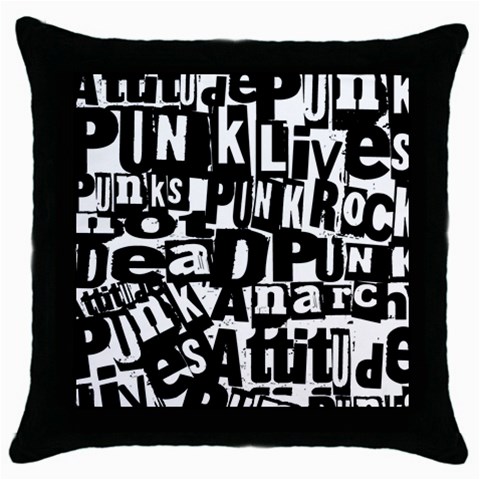 Punk Lives Throw Pillow Case (Black) from ArtsNow.com Front