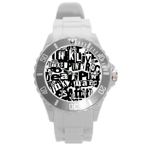 Punk Lives Round Plastic Sport Watch (L) from ArtsNow.com Front