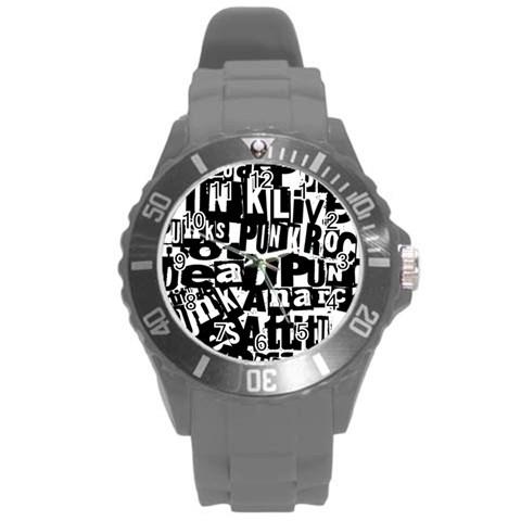 Punk Lives Round Plastic Sport Watch (L) from ArtsNow.com Front