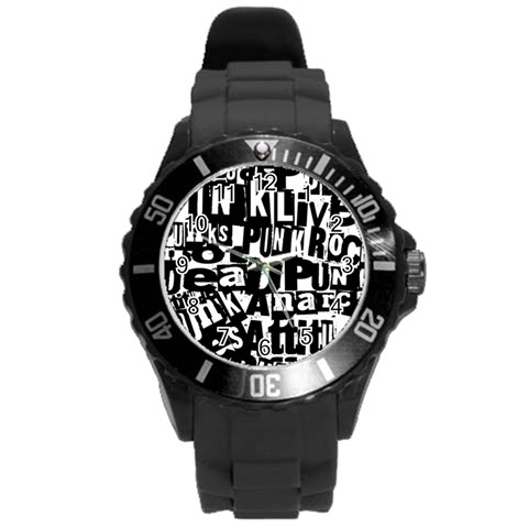 Punk Lives Round Plastic Sport Watch (L) from ArtsNow.com Front