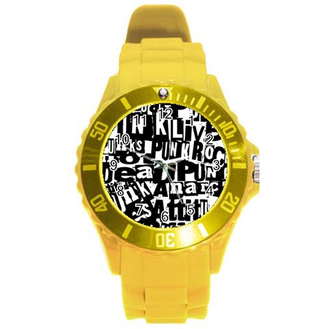 Punk Lives Round Plastic Sport Watch (L) from ArtsNow.com Front