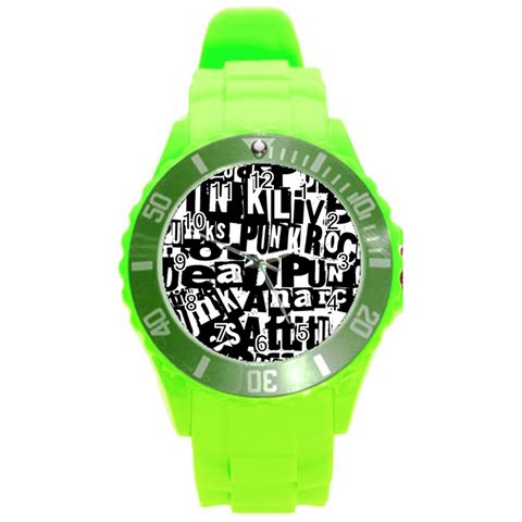 Punk Lives Round Plastic Sport Watch (L) from ArtsNow.com Front