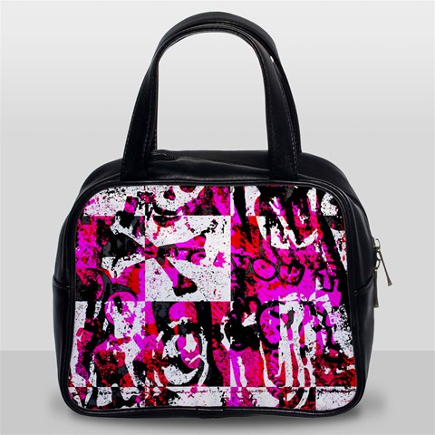 Pink Checker Graffiti  Classic Handbag (Two Sides) from ArtsNow.com Front