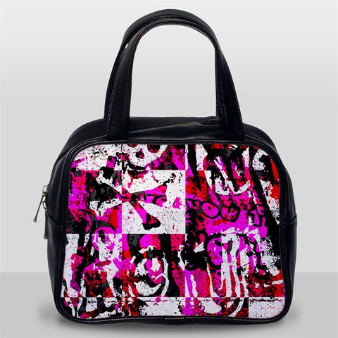 Pink Checker Graffiti  Classic Handbag (Two Sides) from ArtsNow.com Back