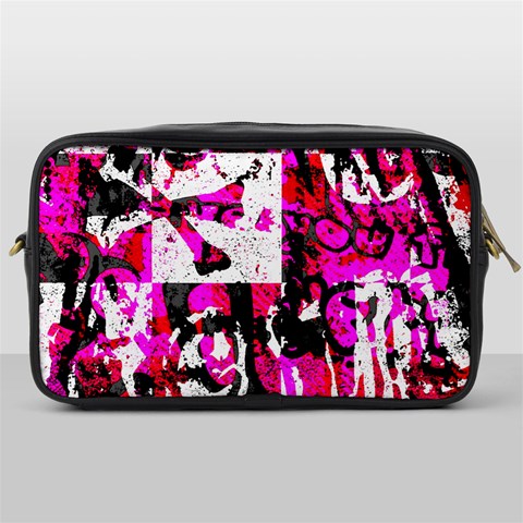 Pink Checker Graffiti  Toiletries Bag (One Side) from ArtsNow.com Front