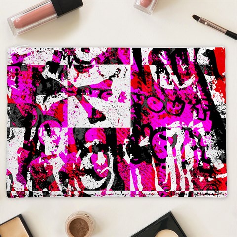 Pink Checker Graffiti  Cosmetic Bag (XXL) from ArtsNow.com Front