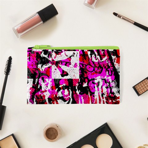 Pink Checker Graffiti  Cosmetic Bag (XS) from ArtsNow.com Front