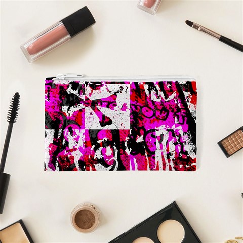 Pink Checker Graffiti  Cosmetic Bag (XS) from ArtsNow.com Front