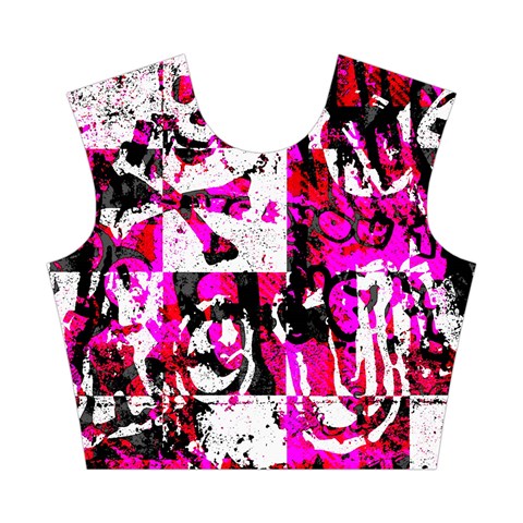 Pink Checker Graffiti  Cotton Crop Top from ArtsNow.com Front