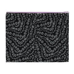 Black And White Modern Intricate Ornate Pattern Cosmetic Bag (XL) from ArtsNow.com Back