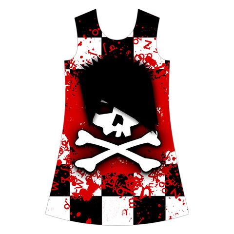 Emo Skull Kids  Short Sleeve Velvet Dress from ArtsNow.com Front