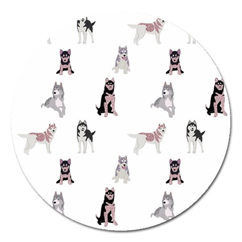 Husky Dogs With Sparkles Magnet 5  (Round) from ArtsNow.com Front