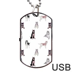 Husky Dogs With Sparkles Dog Tag USB Flash (Two Sides) from ArtsNow.com Front