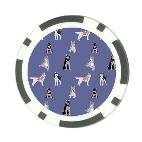 Husky Dogs With Sparkles Poker Chip Card Guard from ArtsNow.com Front