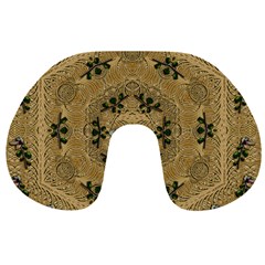 Wood Art With Beautiful Flowers And Leaves Mandala Travel Neck Pillow from ArtsNow.com Front