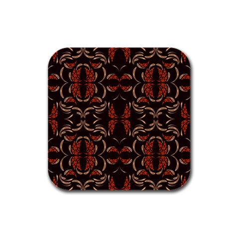 Floral folk damask pattern Fantasy flowers Floral geometric fantasy Rubber Square Coaster (4 pack) from ArtsNow.com Front