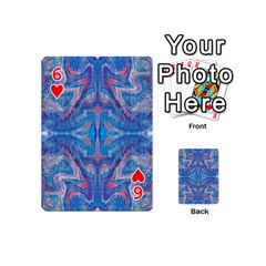 Blue Repeats Playing Cards 54 Designs (Mini) from ArtsNow.com Front - Heart6