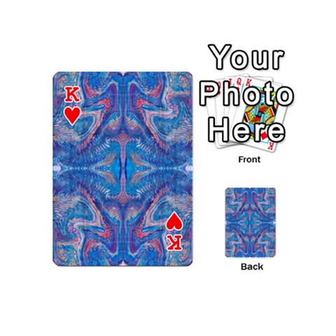 King Blue Repeats Playing Cards 54 Designs (Mini) from ArtsNow.com Front - HeartK