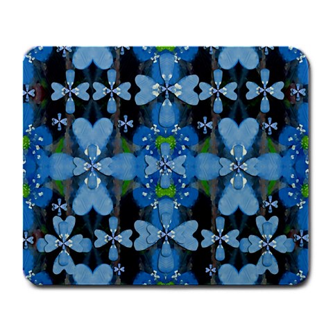 Rare Excotic Blue Flowers In The Forest Of Calm And Peace Large Mousepads from ArtsNow.com Front