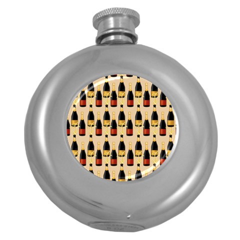 Champagne For The Holiday Round Hip Flask (5 oz) from ArtsNow.com Front