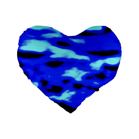 Blue Waves Abstract Series No11 Standard 16  Premium Flano Heart Shape Cushions from ArtsNow.com Front