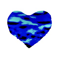 Blue Waves Abstract Series No11 Standard 16  Premium Flano Heart Shape Cushions from ArtsNow.com Back