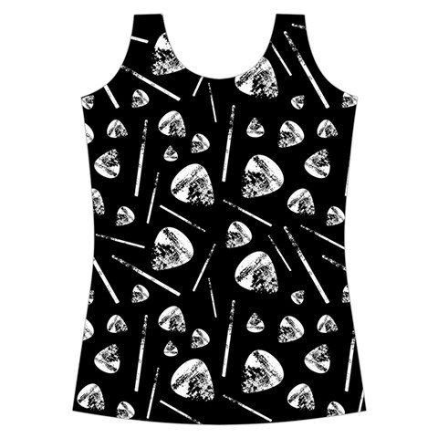 Heavy Metal Punk Guitar Music Black White Criss Cross Back Tank Top  from ArtsNow.com Front