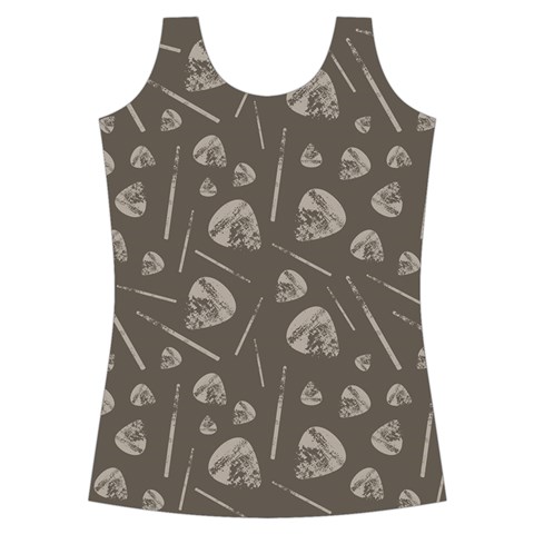 Heavy Metal Punk Guitar Music Brown Beige Criss Cross Back Tank Top  from ArtsNow.com Front