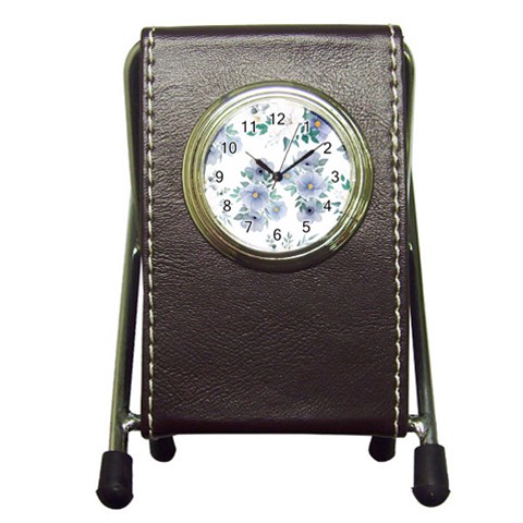 Floral pattern Pen Holder Desk Clock from ArtsNow.com Front