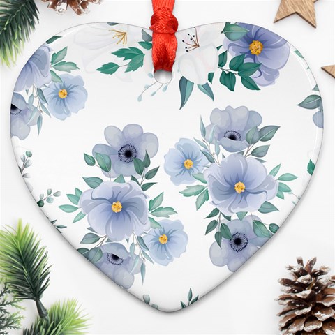 Floral pattern Heart Ornament (Two Sides) from ArtsNow.com Back