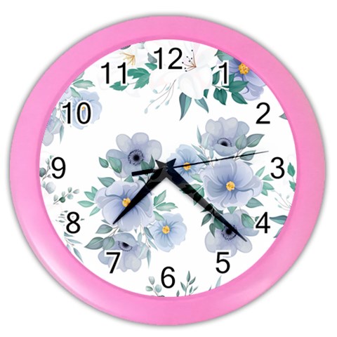 Floral pattern Color Wall Clock from ArtsNow.com Front