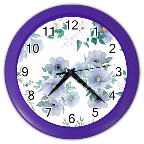 Floral pattern Color Wall Clock from ArtsNow.com Front