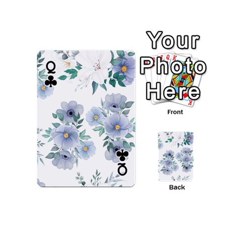 Queen Floral pattern Playing Cards 54 Designs (Mini) from ArtsNow.com Front - ClubQ