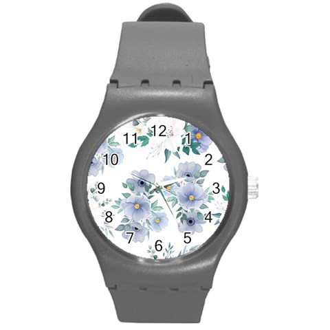 Floral pattern Round Plastic Sport Watch (M) from ArtsNow.com Front