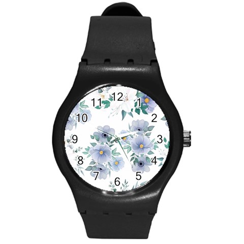 Floral pattern Round Plastic Sport Watch (M) from ArtsNow.com Front