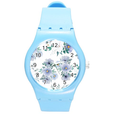 Floral pattern Round Plastic Sport Watch (M) from ArtsNow.com Front