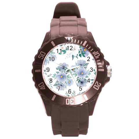 Floral pattern Round Plastic Sport Watch (L) from ArtsNow.com Front