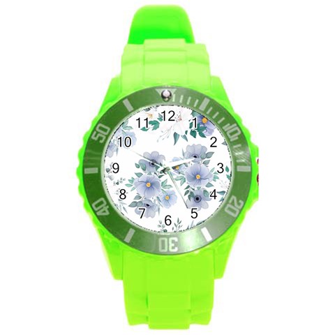 Floral pattern Round Plastic Sport Watch (L) from ArtsNow.com Front