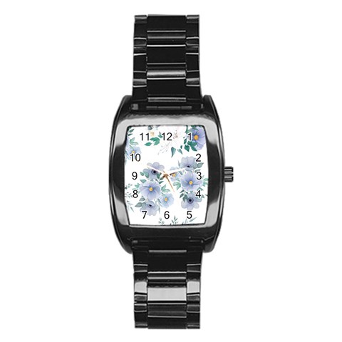 Floral pattern Stainless Steel Barrel Watch from ArtsNow.com Front