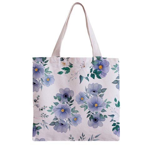 Floral pattern Zipper Grocery Tote Bag from ArtsNow.com Back