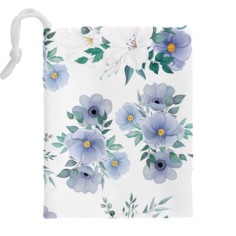 Floral pattern Drawstring Pouch (4XL) from ArtsNow.com Back