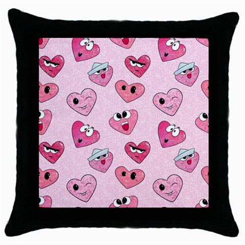 Emoji Heart Throw Pillow Case (Black) from ArtsNow.com Front