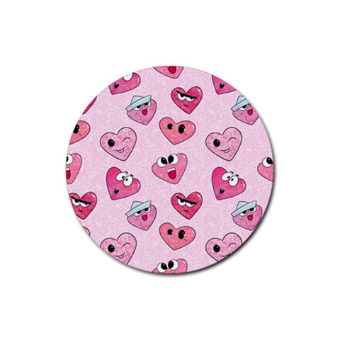 Emoji Heart Rubber Coaster (Round) from ArtsNow.com Front