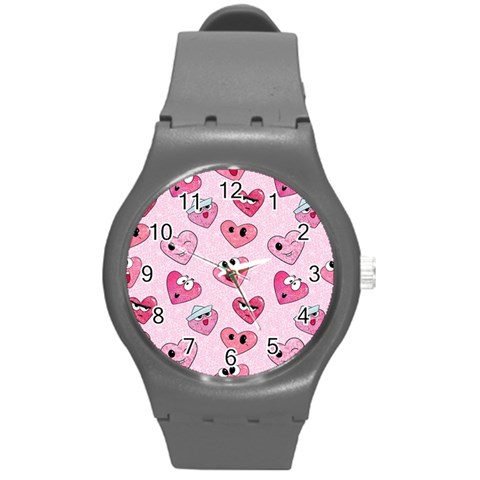 Emoji Heart Round Plastic Sport Watch (M) from ArtsNow.com Front