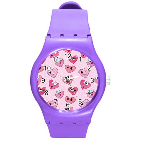 Emoji Heart Round Plastic Sport Watch (M) from ArtsNow.com Front