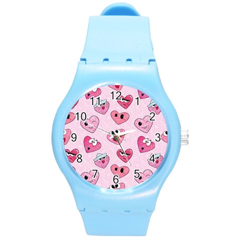 Emoji Heart Round Plastic Sport Watch (M) from ArtsNow.com Front