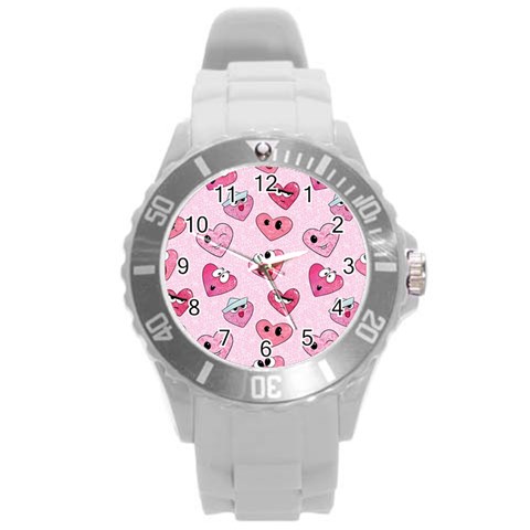 Emoji Heart Round Plastic Sport Watch (L) from ArtsNow.com Front