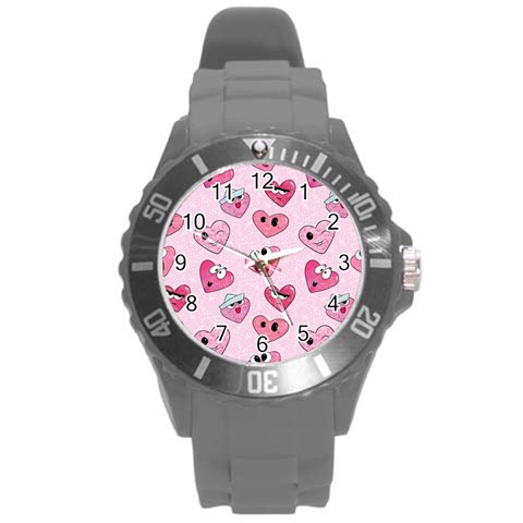 Emoji Heart Round Plastic Sport Watch (L) from ArtsNow.com Front