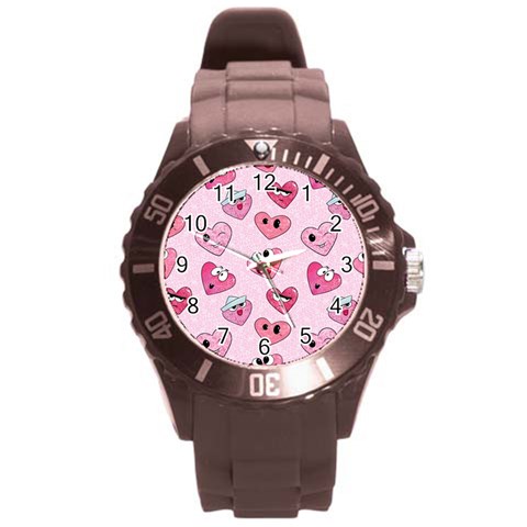 Emoji Heart Round Plastic Sport Watch (L) from ArtsNow.com Front